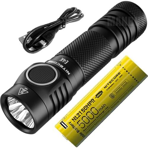 NITECORE 4400 LMs 4xCREE XP-L2 V6 LED E4K Compact EDC Flashlight Outdoor Torch +5000mAh 21700 Rechargeable Battery Free shipping
