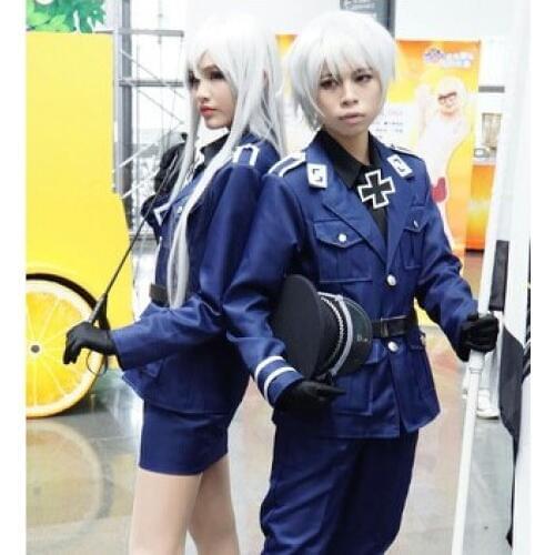 Amine APH Cosplay Axis Powers Hetalia Prussia Cosplay Costume Blue Navy Outfit Men Women Military Uniform Custom Made