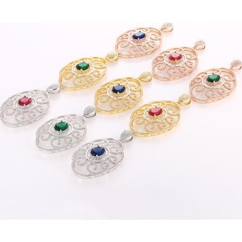 Crystal Micro Pave CZ Brass Pendant Fit Jewelry Necklace Making European High Quality Rose Gold Plated Hollow Charm Pendant