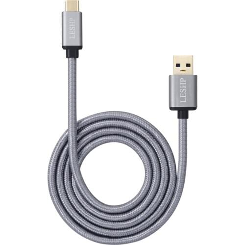 LESHP Metal Shell Nylon Braided Lightweight Durable Safe Large Current USB3.0A to USB Type-C Charging Data Charger 1M Cable