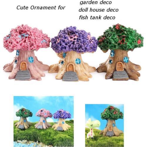 Mini Fairy Tree House Miniature Garden Micro Landscape Ornament Craft Decor