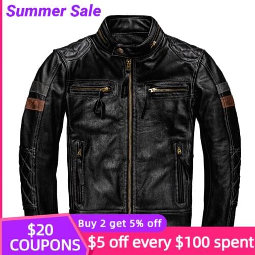 2021 Black Genuine Leather Jacket Men Motorcycle Style Plus Size 5XL Real Natural Cowhide Autumn Slim Fit Short Biker Coat