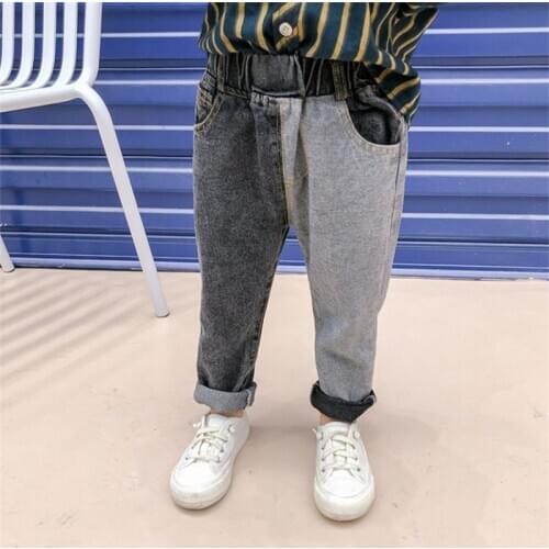 2-7T Toddler Kid Baby Boy Girl Clothes Spring Patchwork Jeans For Boys Loose Fashion Denim Pant Streetwear Infant Trousers
