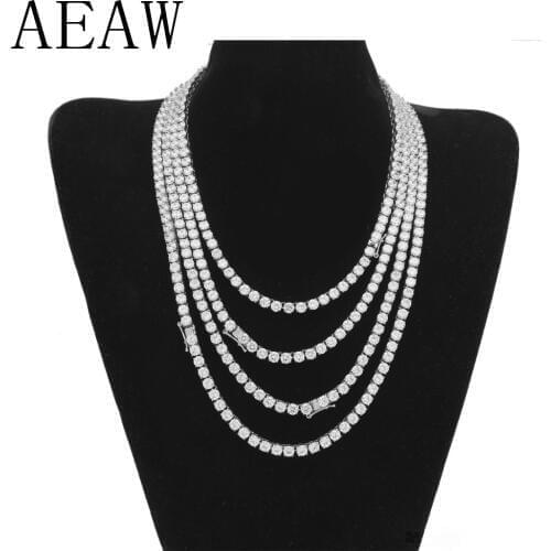 50cm Full Moissanite Necklace Solid 18K Yellow GoldDEF Color 17ctw 3mm EF Moissanite Diamond Tennis Necklace For Women