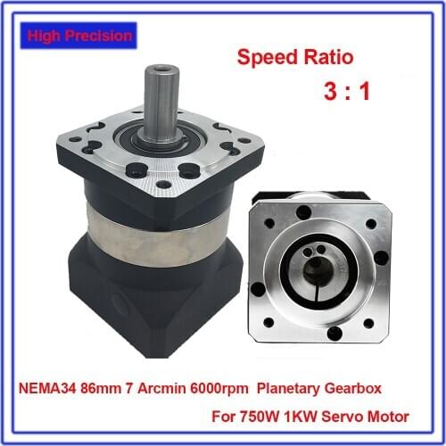 3:1 Speed Ratio 7Arcmin Planetary Reducer 90mm Flange 19MM Input Shaft Gearbox Reducer for 750W 1 KW Servo Nema34 Motor