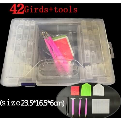 NEW Arrival 5D Diamond Painting Storage Box Tool Diamond Embroidery Accessories Pen Mosaic Plastic Box 42/64/84/100Girds