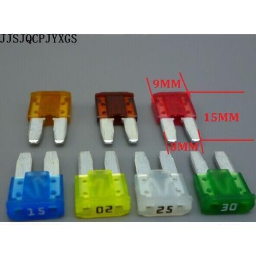 JJSJQCPJYXGS 100Pcs/Lot MINI Blade Fuse Assortment Auto Car Motorcycle for SUV 8MM FUSES 5A 7.5A 10A 15A 20A 25A 30A
