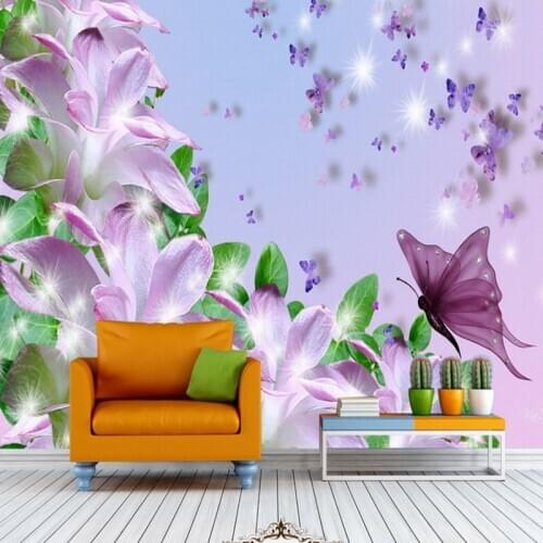 Drop Shipping Custom Photo Wallpaper Beautiful Romantic Flower Butterfly Background Murals Wallpaper Living Room Decorative