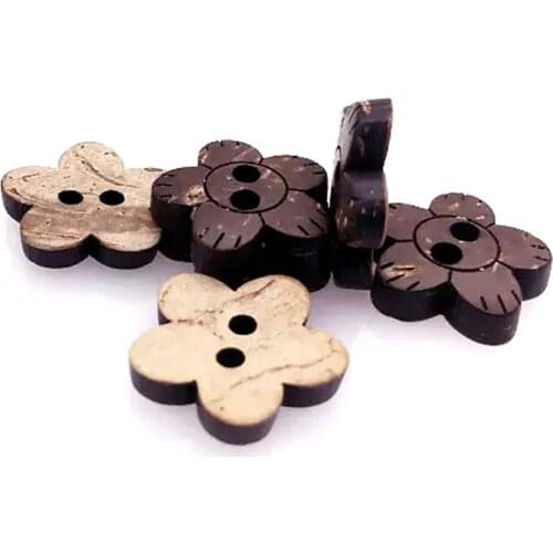 Natural Coconut Buttons 2 Holes Flower Shape Childrens Clothing Jacket Overcoat Sewing Sweater Scrapbook Decorate Accessories