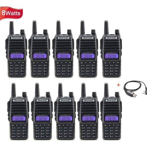 10PCS BaoFeng UV-82 Dual PTT Walkie Talkie Dual Band VHF UHF 136-174MHZ 400-520MHZ 8W Ham Radio Baofeng 82 UV82 Radio Amateur