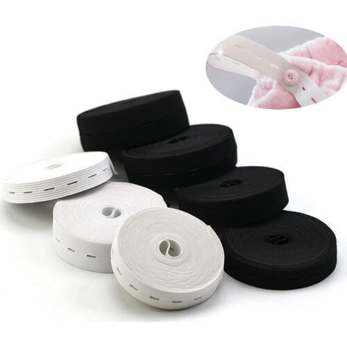 Sewing Accessories 15mm 20mm 25mm Button Hole Elastic Band White Black DIY Buttonhole Pants Waist Adjustable