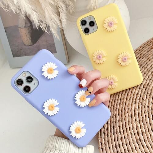 Case for OPPO A74 A54 A94 A93 A91 A72 A52 A73 A31 A5 A9 A53 2020 A12 A15 A5S A3S 3D Daisy Flower Silicone Protective Phone Cover