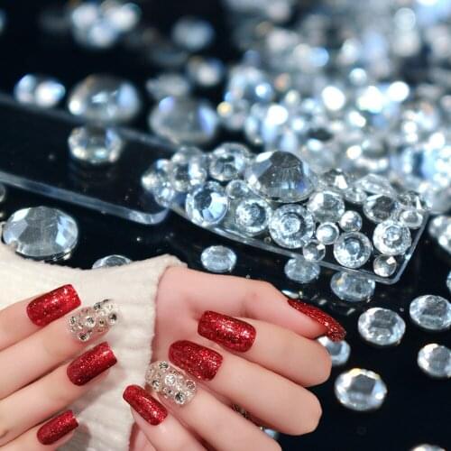 Mixed Size Crystal Clear Nail Rhinestones Nail Studs Manicure Nail Art Decorations 1 Bag Mix 2mm 3mm 4mm 5mm 6mm