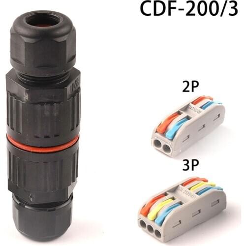 IP68 waterproof connector Wire Cable 2/3/5 Pin Outdoor Plug Straight Quick Push in Terminal block Industrial Electrical Wire Con