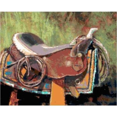 High Quality DIY Embroidery Western Saddle No Count Cross Stitch Kits USA with 100% Cotton Floss& Free Shipping for Home Decor