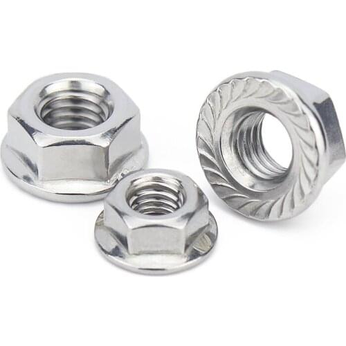 1/5/10PCS A2 Stainless Steel Flange Nut M3 M4 M5 M6 M8 M10 - M16 Hex Knurl Nuts Fastener