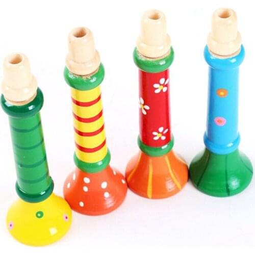 1 Pcs Wooden Small Horn Whistle Musical Instrument Toys Musical Instrument for Children Baby Kids Colorful Vocal Toy