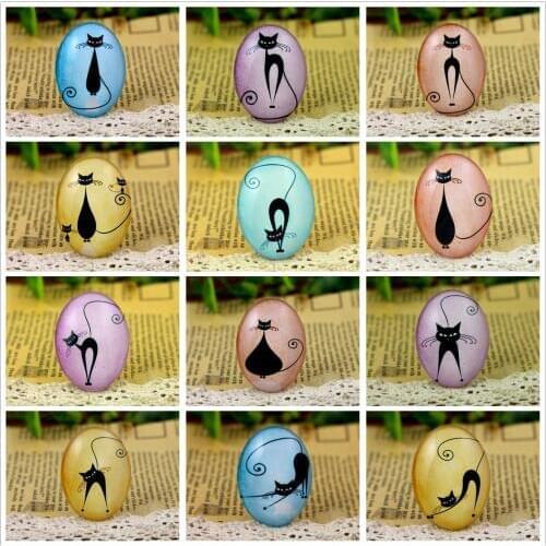 2pcs/Lot 30x40mm New Fashion Color Classic Cat Handmade Photo Glass Cabochons Pattern Domed Jewelry Accessories Supplies