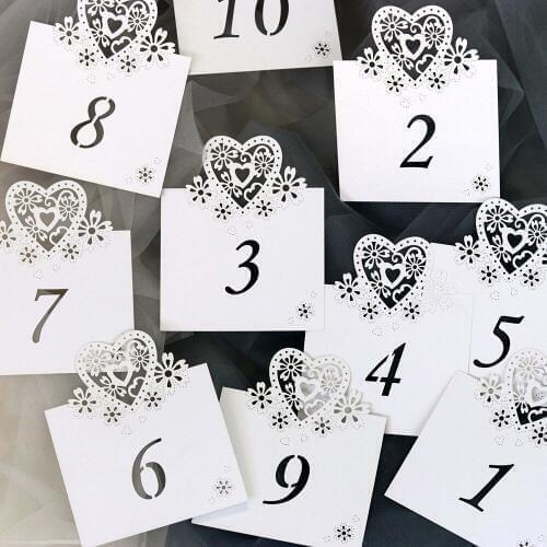 20pcs/set Number 1-20 Love Heart Table Number Sign For Wedding Table Decoration Supplies 6 Colors