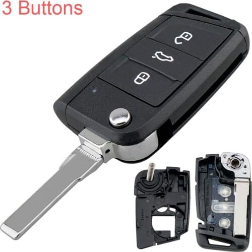 3 Buttons Modified Folding Flip Remote Car Key Cover Case Fob Auto Shell Replacement Fits for VW Golf 7 MK7 Octavia A7 Seat