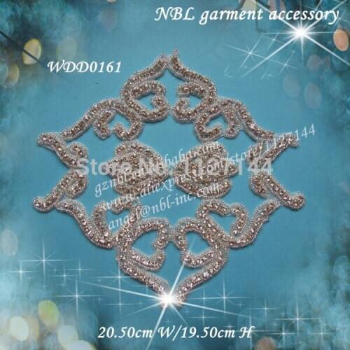 30 PIECES) Bridal beaded rhinestone applique for wedding evening dress DIY iron on WDD0161