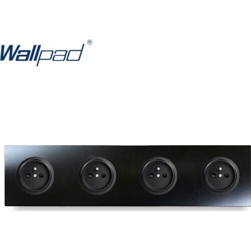 4 EU 2 Pin French Socket Wallpad Luxury Aluminum Metal Panel Electric Wall Power Socket Electrical Outlets For Home Schuko