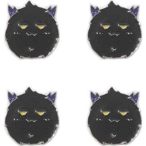 4pcs Black Cartoon Demon Brooches Enamel Pins Jean Shirt Bag Lapel Pins Anime Metal Clothes Badges Jewelry Accessories