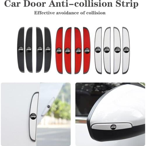 4Pcs Car Styling Door Anti-collision Strip Stickers For Jeep Renegade Comanche Liberty TJ Wagoneer Rubicon Wrangler Cherokee