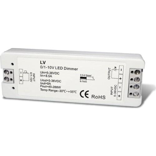 5piece LV 0/1-10V Constant Voltage LED Dimmer 1 channel 0/1-10V input, 1 channel PWM constant voltage, 8A output