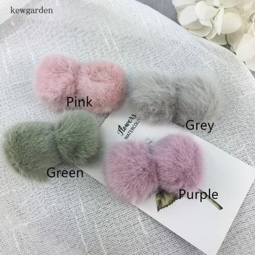 Kewgarden 3*5cm DIY Craft Supplies Plush Bowknot Handmade DIY Earrings Accessories 8 Pcs / Lot
