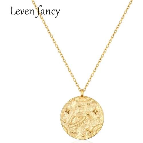 925 Sterling Silver Planet Star BFF Best Friend Necklaces Astronomy Universe Coin Necklace for Women Space Jewelry Gift