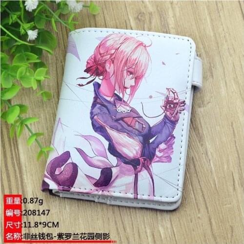 Anime Violet Evergarden Synthetic Leather Wallet Card Holder Short Purse with Button
