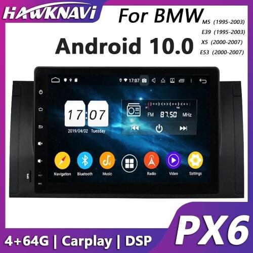 Hawknavi 9" Android 10.0 Car Radio Audio Player For BMW M5 E39 X5 E53 GPS DVD Radio Navigation Headunit Carplay With PX6 DSP
