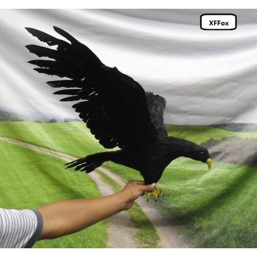 Big simulation wings crow model foam&furs black bird doll gift about 90x45cm xf0398