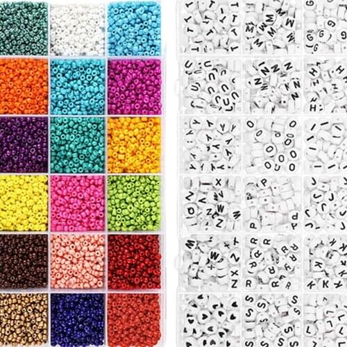 Letter Beads Seed Beads Pendant Charms Kit DIY Bracelets Necklace Anklet Bangles Jewelry Making Handmade Finding Crafts
