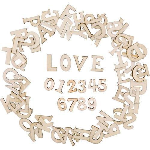 100pcs Wood English Alphabet Decorative Letters Wooden Numbers Mini Wood Ornaments Scrapbooking DIY Art Crafts for Decoration