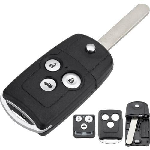 3 Buttons Car Key Fob Case Shell Replacement Remote Cover with HON66 Blade Fit for Honda Civic Accord Jazz CRV