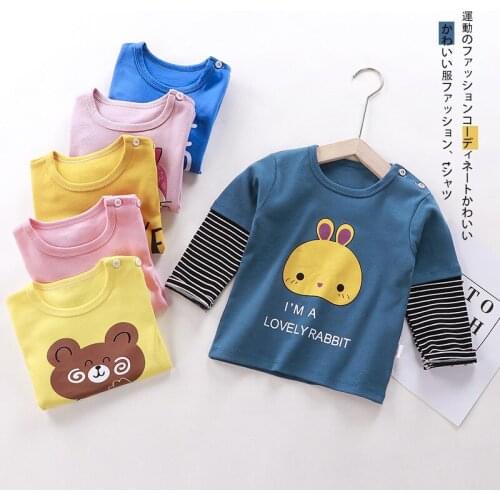 Childrens Clothing Boys 2021 Children Long-sleeved T-shirt Pure Cotton Tops Girls Autumn Bottoming Shirt Wholesale Casual