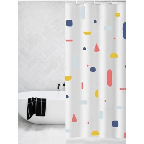 Lovely Simple Shower Curtain Without Punching Waterproof Curtain for Bathroom Thickened Waterproof Fabric for Bathroom Door