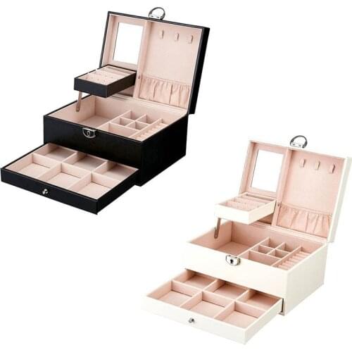 Fashion Design Leather Jewelry Box Jewelry Case Jewelry Package Storage Large Space Jewelry Ring Necklace Bracelet Hot Selling