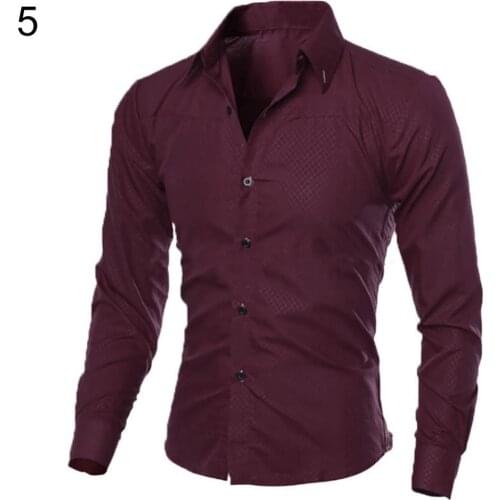 Men dress shirts long sleeve Slim Shirt Button Front Business Work Formal Cotton Blend Casual Top Men Fashion Blouse Shirt