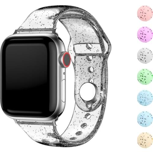 Soft Silicone Bands for Apple Watch Strap 44mm40mm42mm38mm Glitter Women Sports Wristband for iWatch 6/5/4/3/2/1/SE Accessories