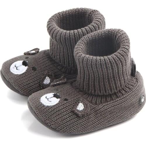 Winter Baby Girl Boy Cotton Boots Casual Bear Print Shoes First Walkers Newborn Cute Non-slip Soft Sole Shoe 2021