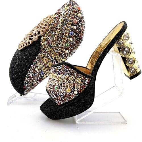 Doershow Italian Shoes And Bag Sets For Evening Party With Stones Italian Leather Handbags Match Bags! SJU1-22