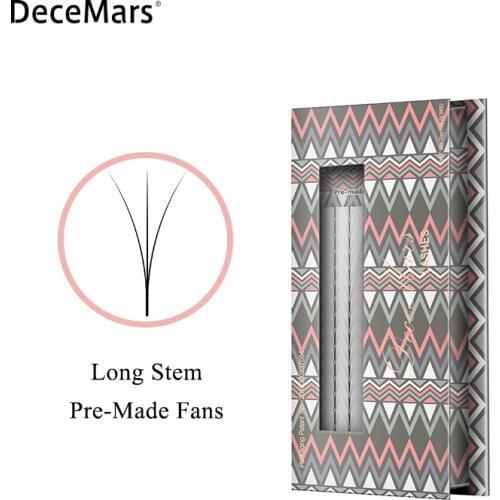 DeceMars Long Stem Pre Made Volume fans lashes 3d/4d/5d/6d lashes Russian Volume Eyelash Extensions Pre-made lash 16lines/Tray