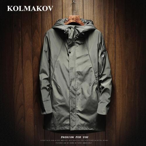 KOLMAKOV New Mens Clothing Mens Windbreakers 2020 Spring Trench Coats Homme Casual Coat Men M-3XL Hooded Outerwear Male M-3XL
