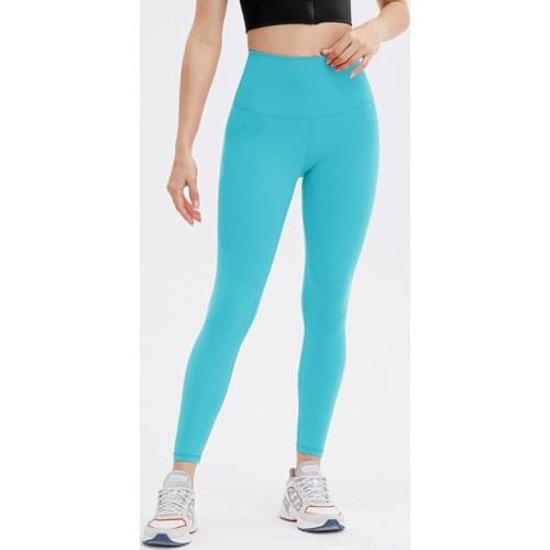 2021 New Womens High-Waist Nude Yoga Pants Womens Slim Slimming Sports Cropped Trousers