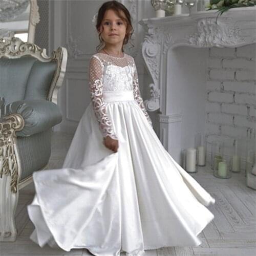 2-14 Years Kids Dress for Girls Wedding Tulle Lace Girl Dress Elegant Princess Party Pageant Formal Gown For Teen Children Dress