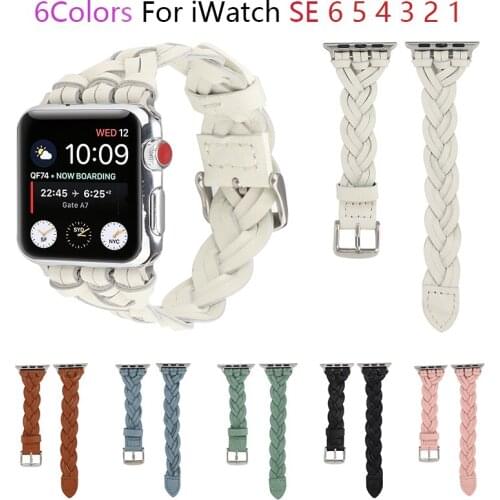 Weave Leather Strap for Apple Watch SE Band 6 5 4 44/40mm Fashion Belt Bracelet for IWatch Series 6 3 2 42/38mm Sports Watchband