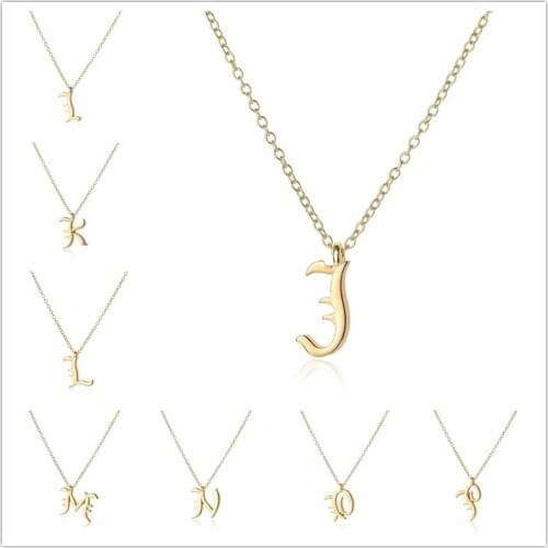 Gift Cursive 26 English letter name Sign Monogram pendant chain necklace Initial alphabet friend family lucky necklace jewelry